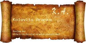 Kolovits Aranka névjegykártya