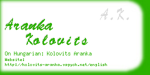 aranka kolovits business card